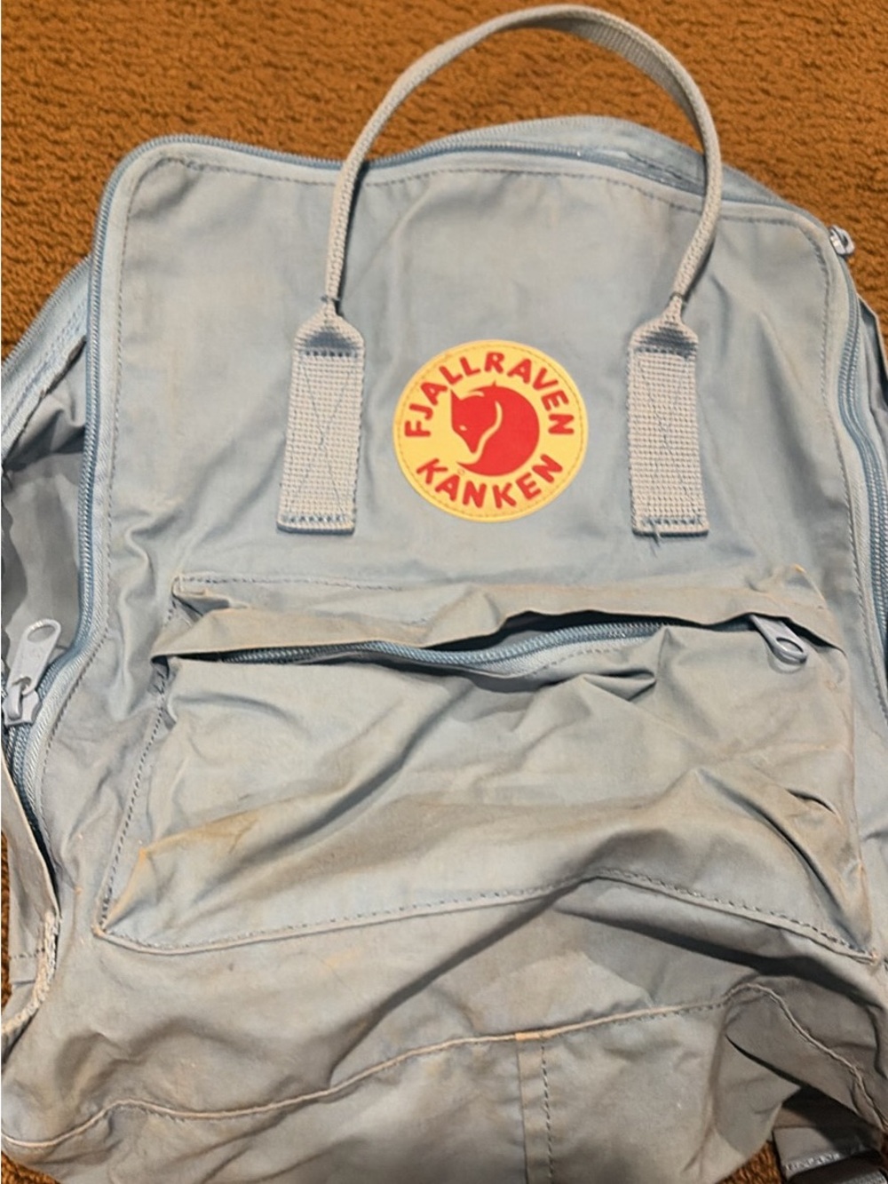 Fjallraven Kånken Pale Blue Backpack with Red Logo